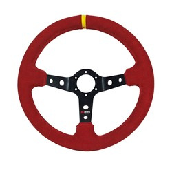 Kierownica zamszowa RRS CORSA - Czerwona
